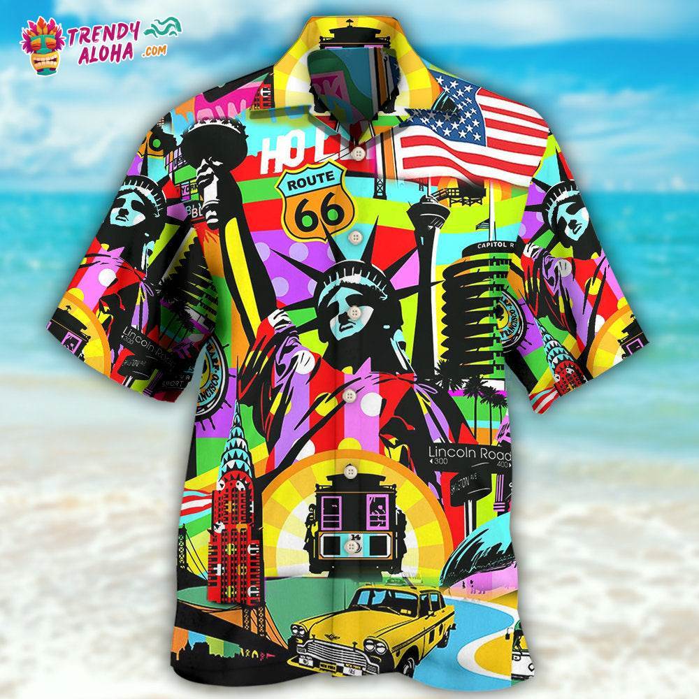 America Travel Colorful Style Hawaiian Shirt – Trendy Aloha