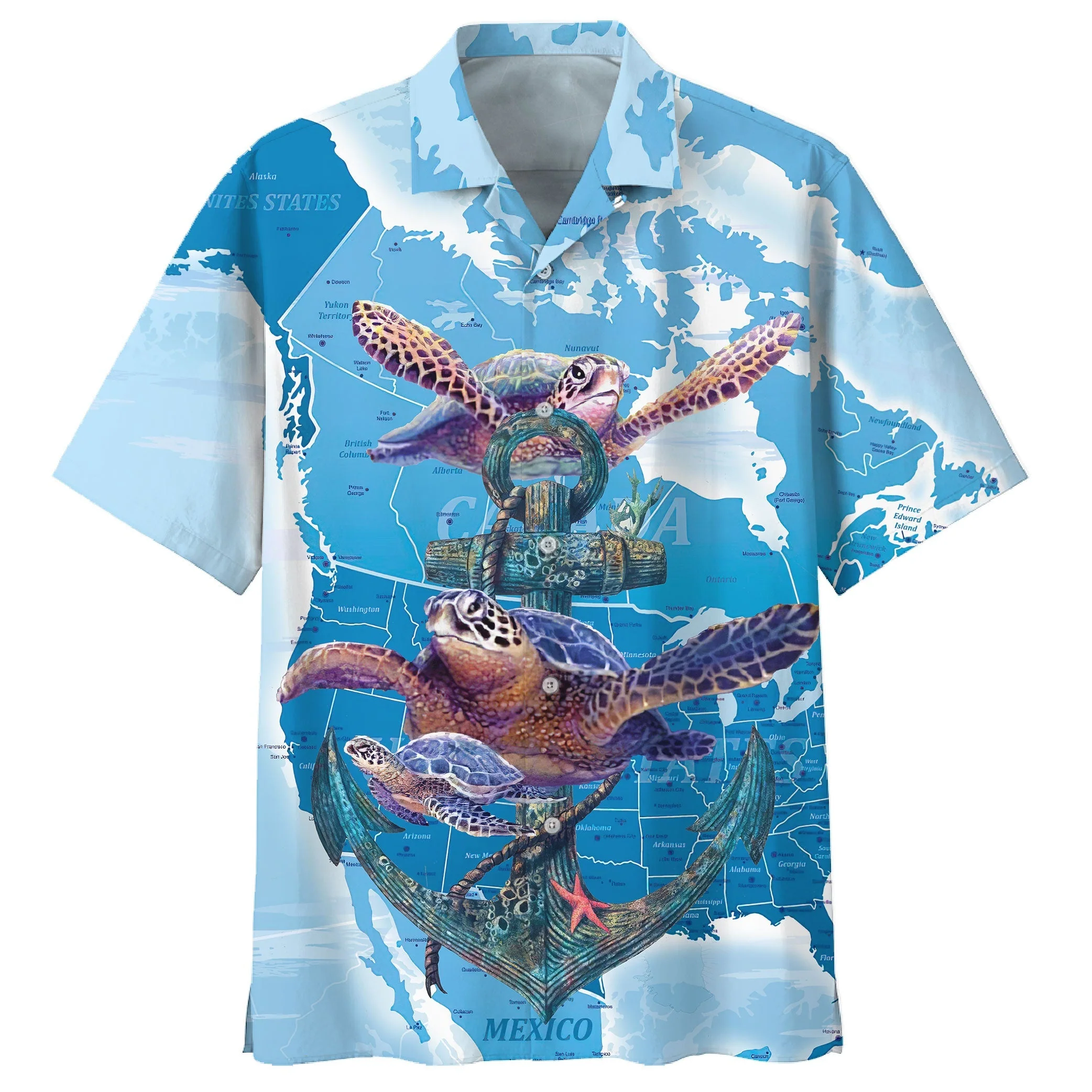 America Turtle Anchor Trendy Hawaiian Shirt, Turtle Lover Trendy Hawaiian Shirt For