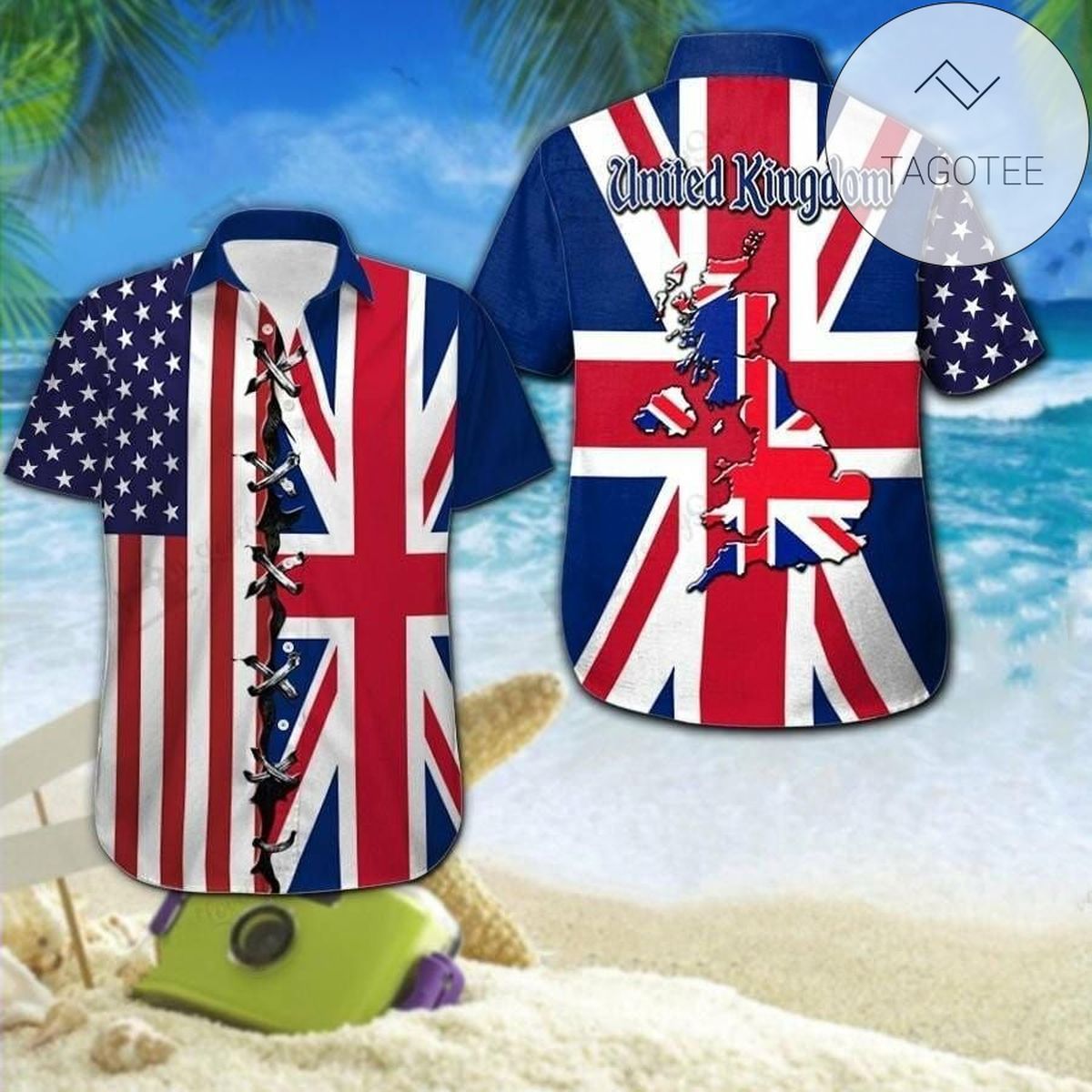 America United Kingdom Flag Design Hawaiian Shirt Elegance Tropical Style