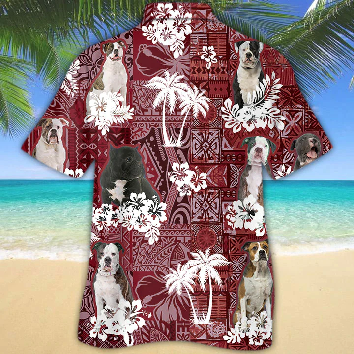 American Bulldog 2 Trendy Hawaiian Shirt, Tropical Shirts, Gift For Him, Funny Trendy Hawaiian Shirts