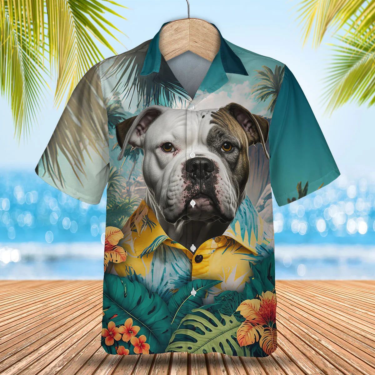 American Bulldog Ai- 3D Tropical Trendy Hawaiian Shirt