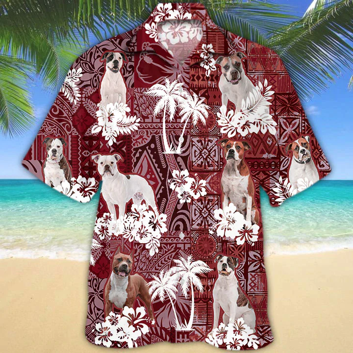 American Bulldog Fun Tropical Hawaiian Shirt Perfect Gift for Men