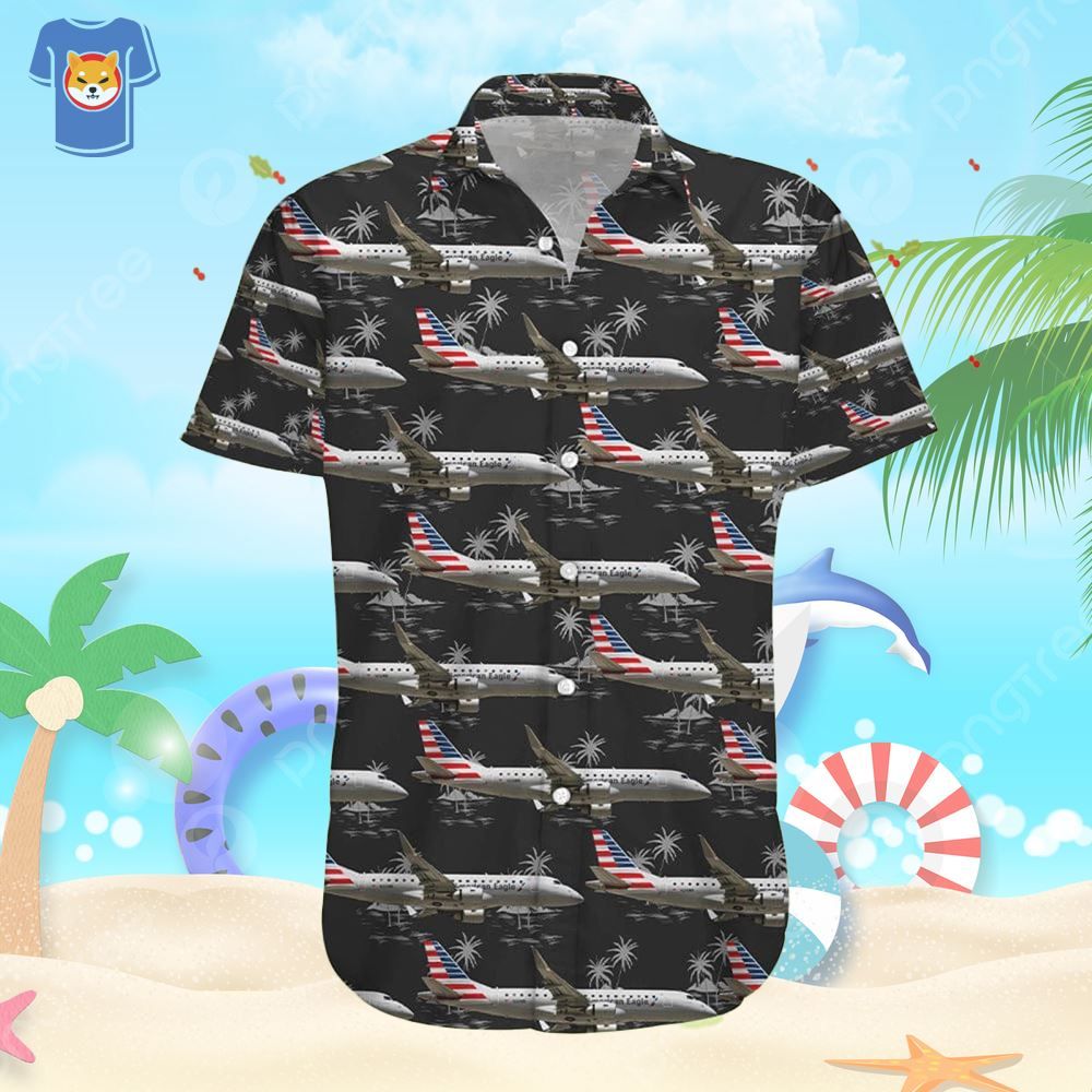 American Eagle Embraer E175 Beach Shirt Men And Women Gift Hawaiian Shirt