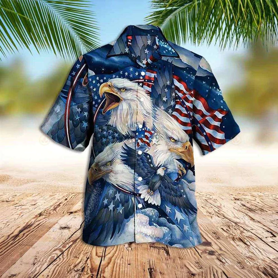 American Eagle Trendy Hawaiian Shirt, Amazing Eagle American Flag Shirt For Men And Women