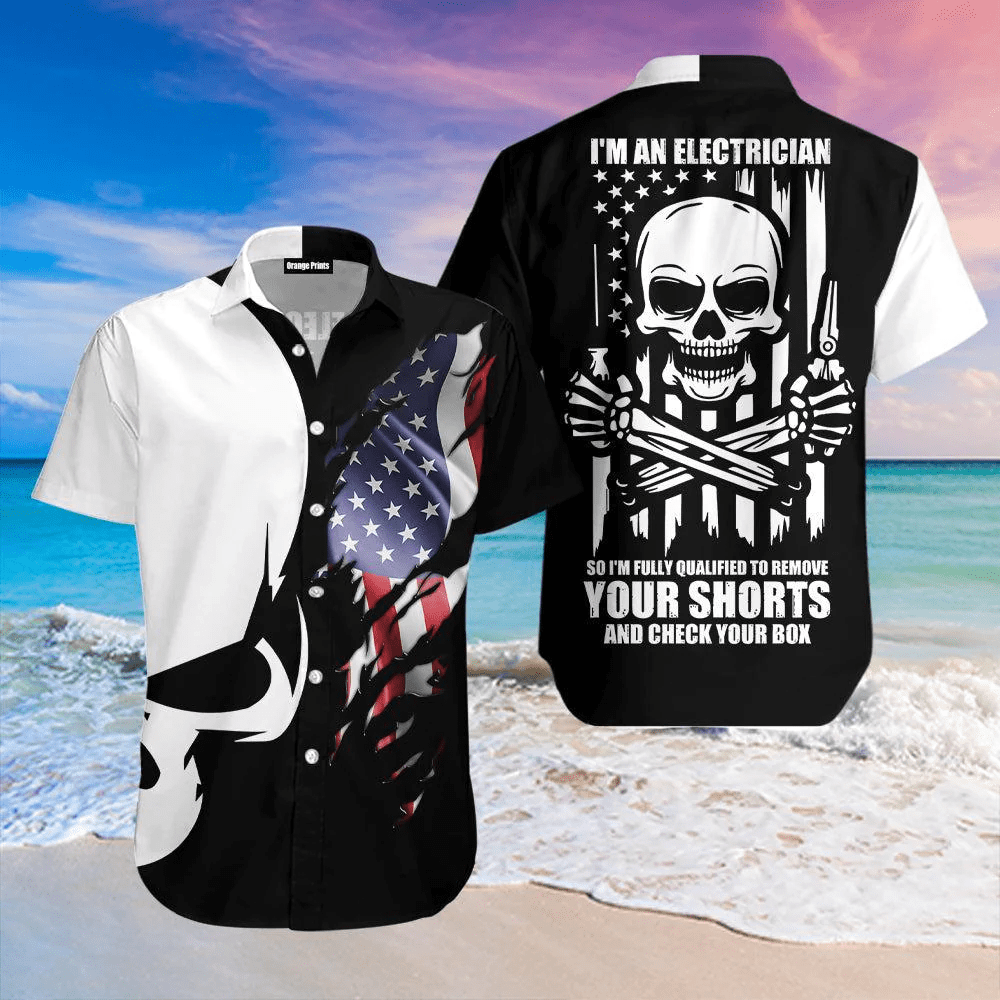American Electrician Skull Hawaiian Shirt For