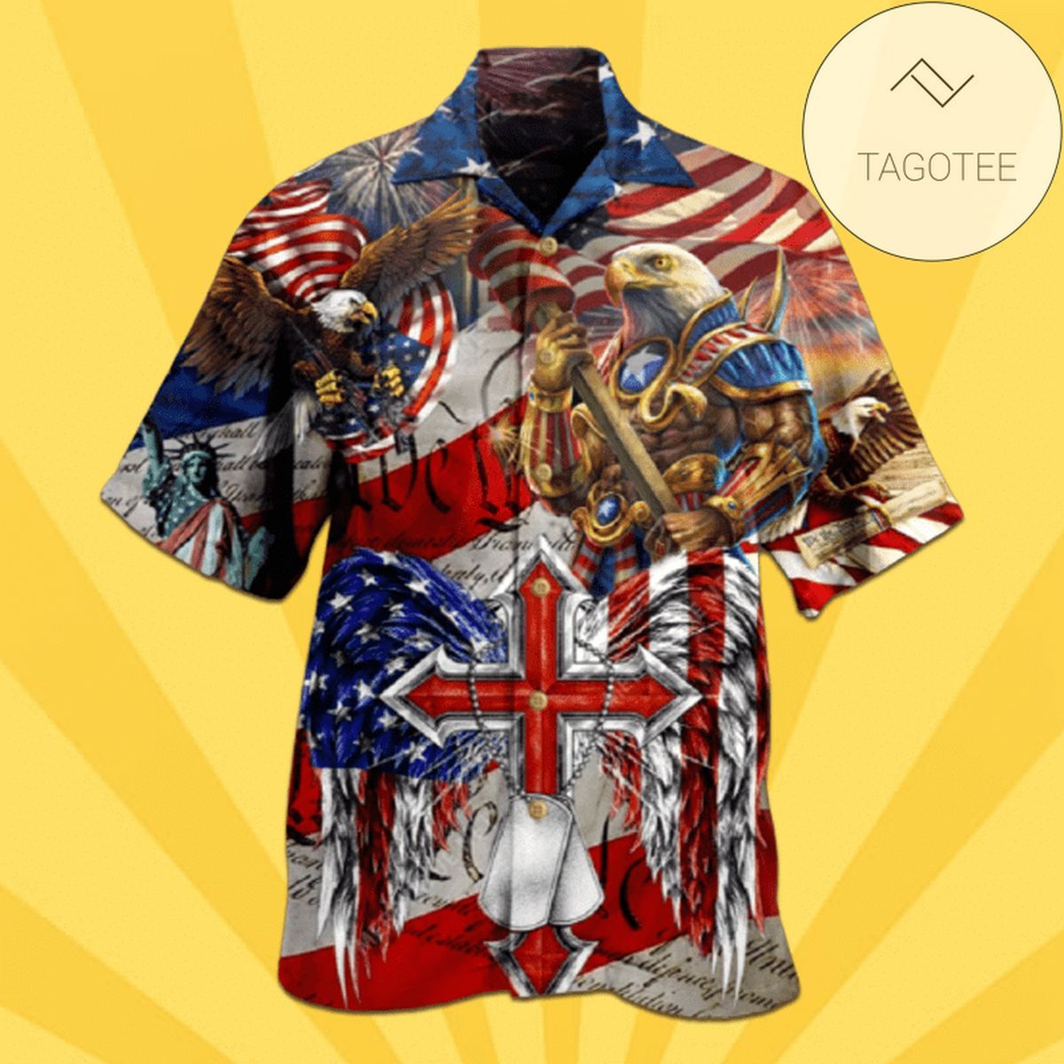 American Flag Combatant Eagle Unisex Hawaiian Shirts