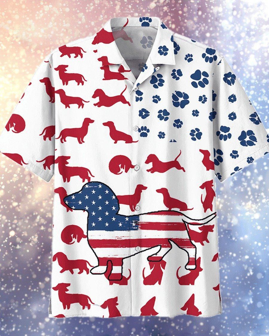 American Flag Dachshund Hawaiian Shirt For