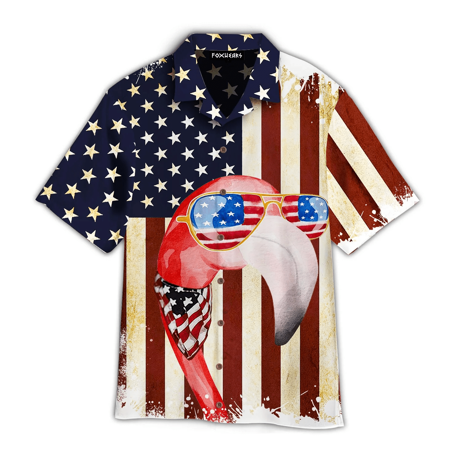American Flag Flamingo Trendy Hawaiian Shirt