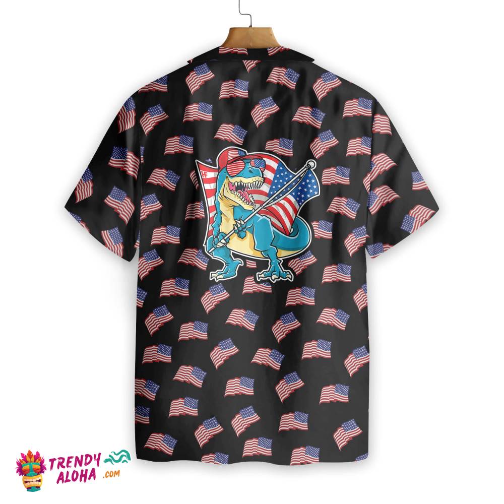 American Flag T-Rex Hawaiian Shirt