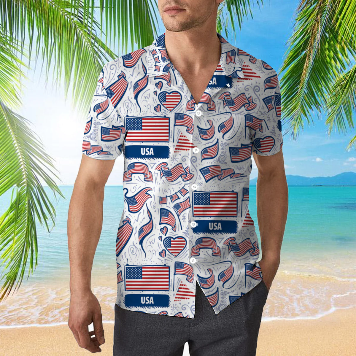American Flag Trendy Hawaiian Shirt  Aloha Shirt
