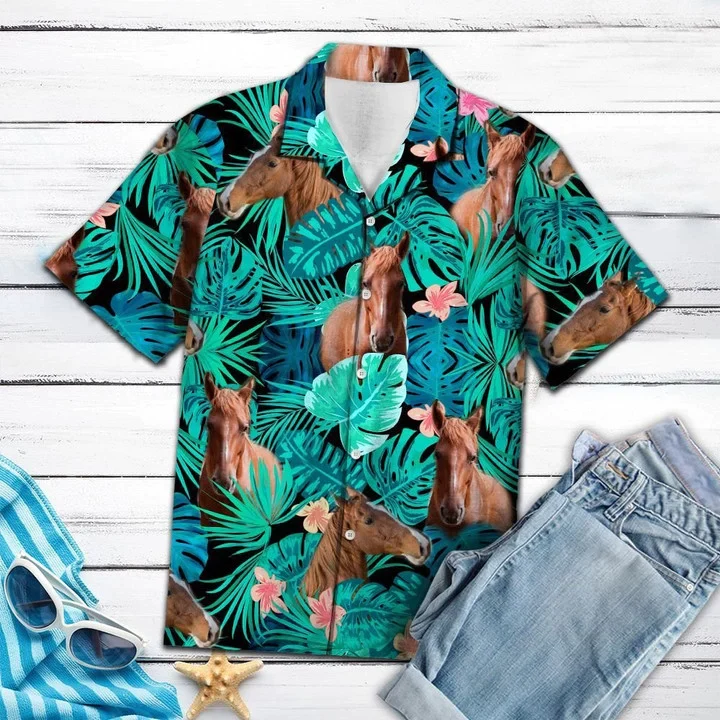American Saddlebred Vivid Forest Men’s Hawaiian Shirt