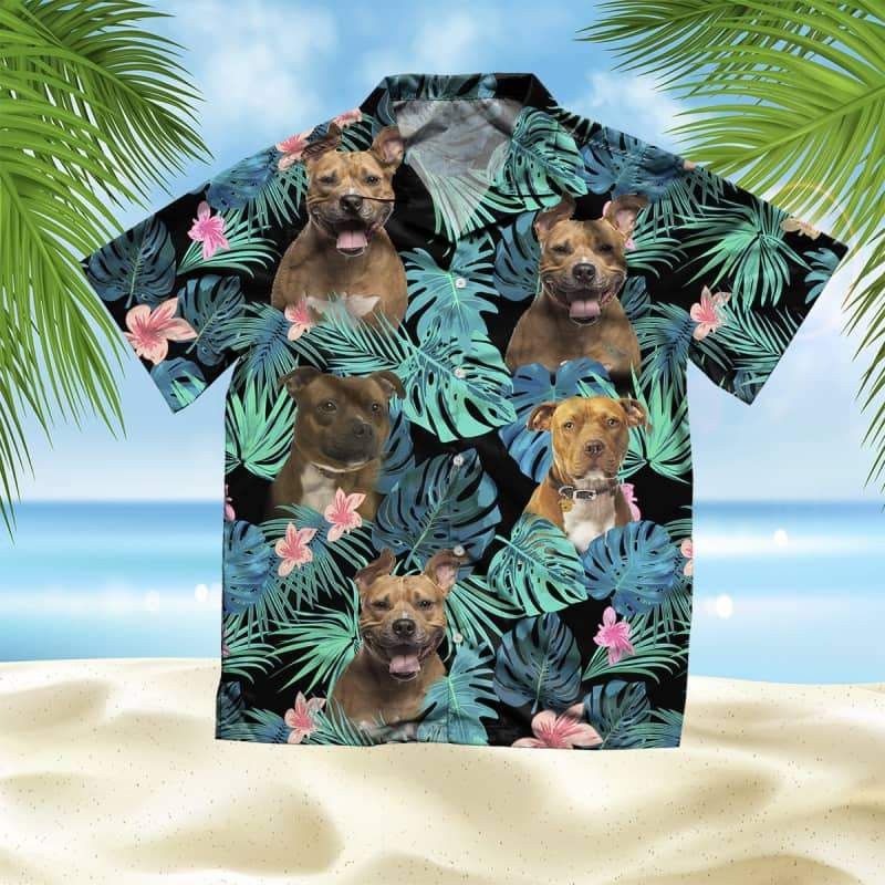 American Staffordshire Summer Aloha Dog Hawaiian Shirt Gifts