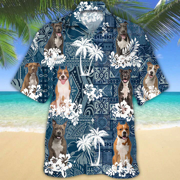American Staffordshire Terrier Aloha Hawaiian Shirt for Dog Lovers