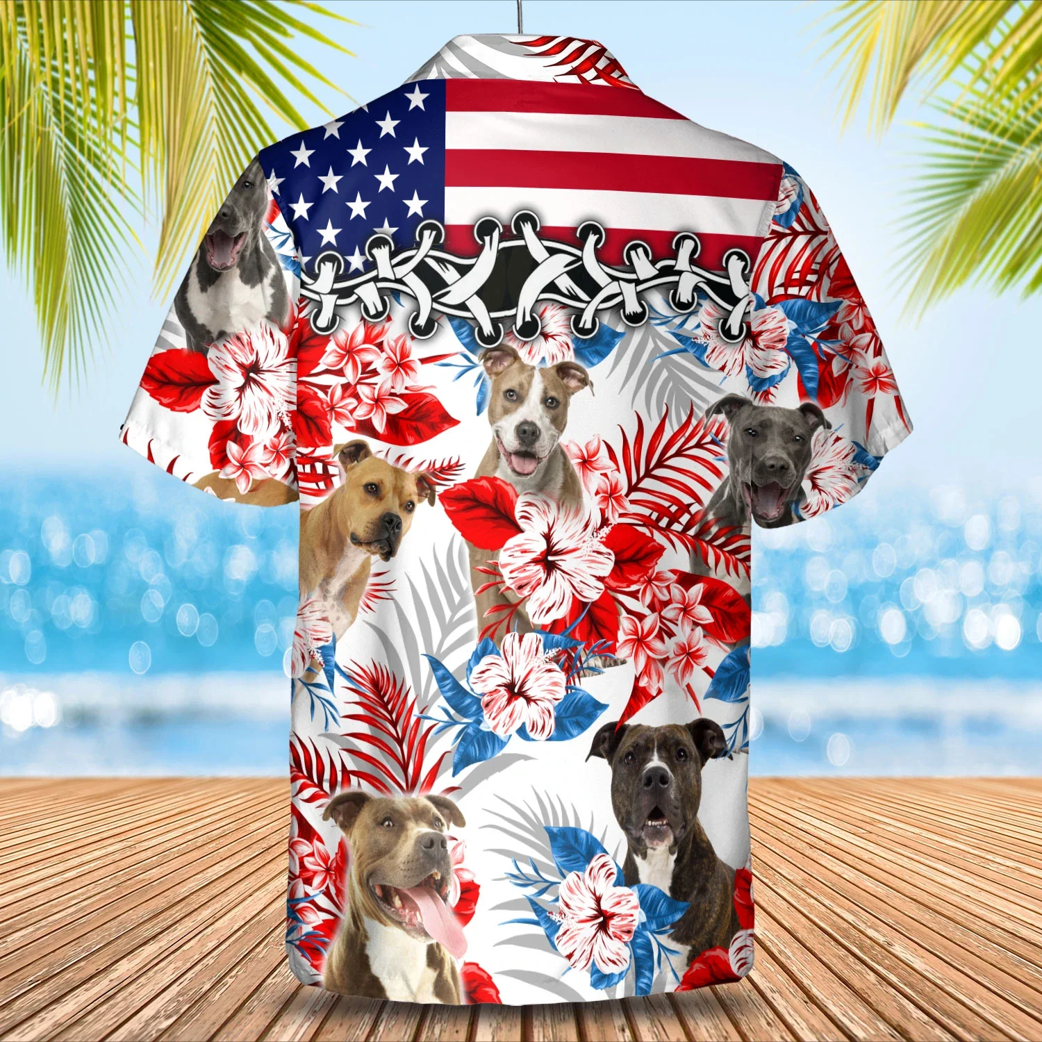 American Staffordshire Terrier Trendy Hawaiian Shirt, Summer Aloha Shirt, Men Trendy Hawaiian Shirt, Women Trendy Hawaiian Shirt