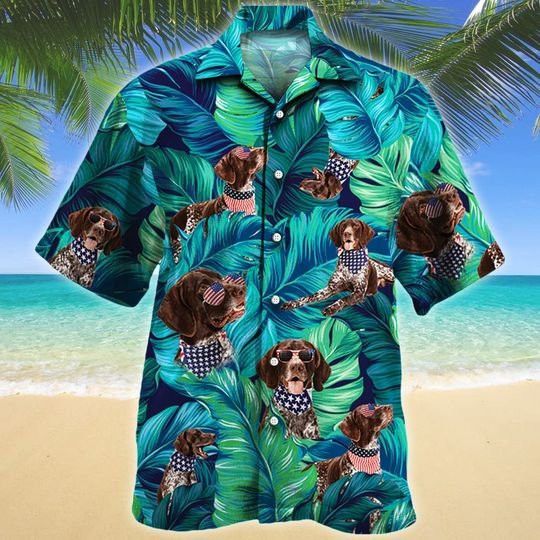 American Style German Shorthaired Pointer Dog Lovers Hawaiian Style For Bikinistime All Printed 3D Hawaiian Shirt