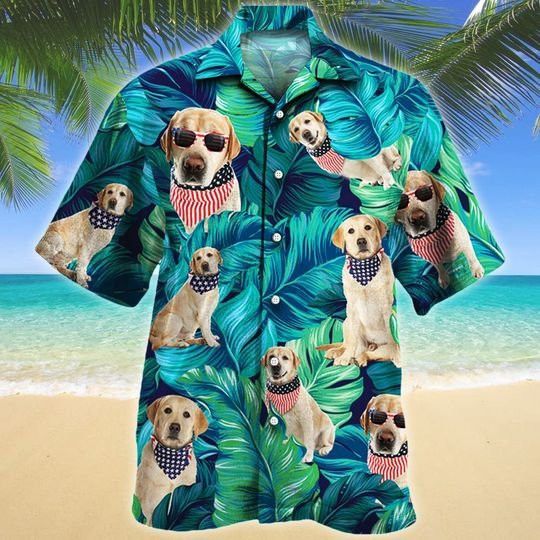 American Style Labrador Retriever Dog Lovers Hawaiian Style For Summertime All Printed 3D Hawaiian Shirt