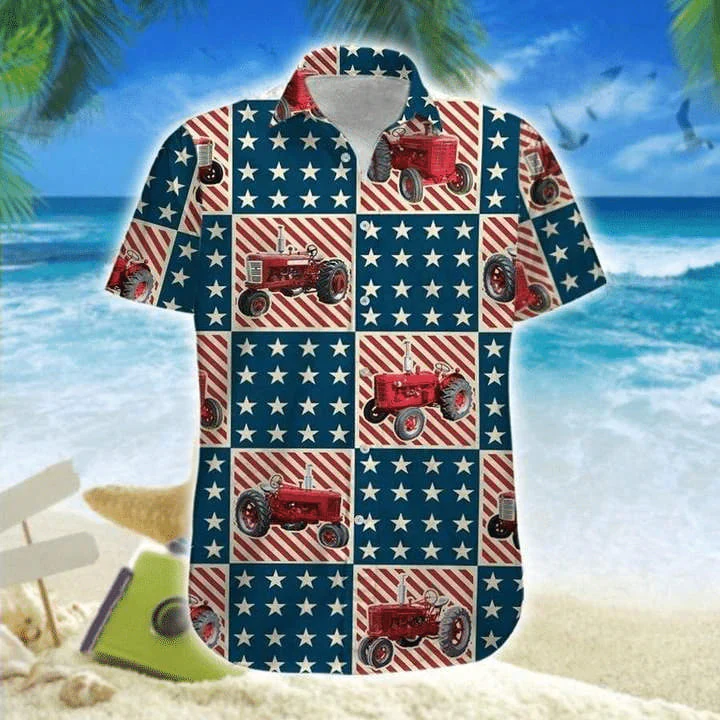 American Tractor 4Th Of July Trendy Hawaiian Shirt Aloha Shirt For Summer American Tractor 4Th Of July Trendy Hawaiian Shirt Aloha Shirt For Summer