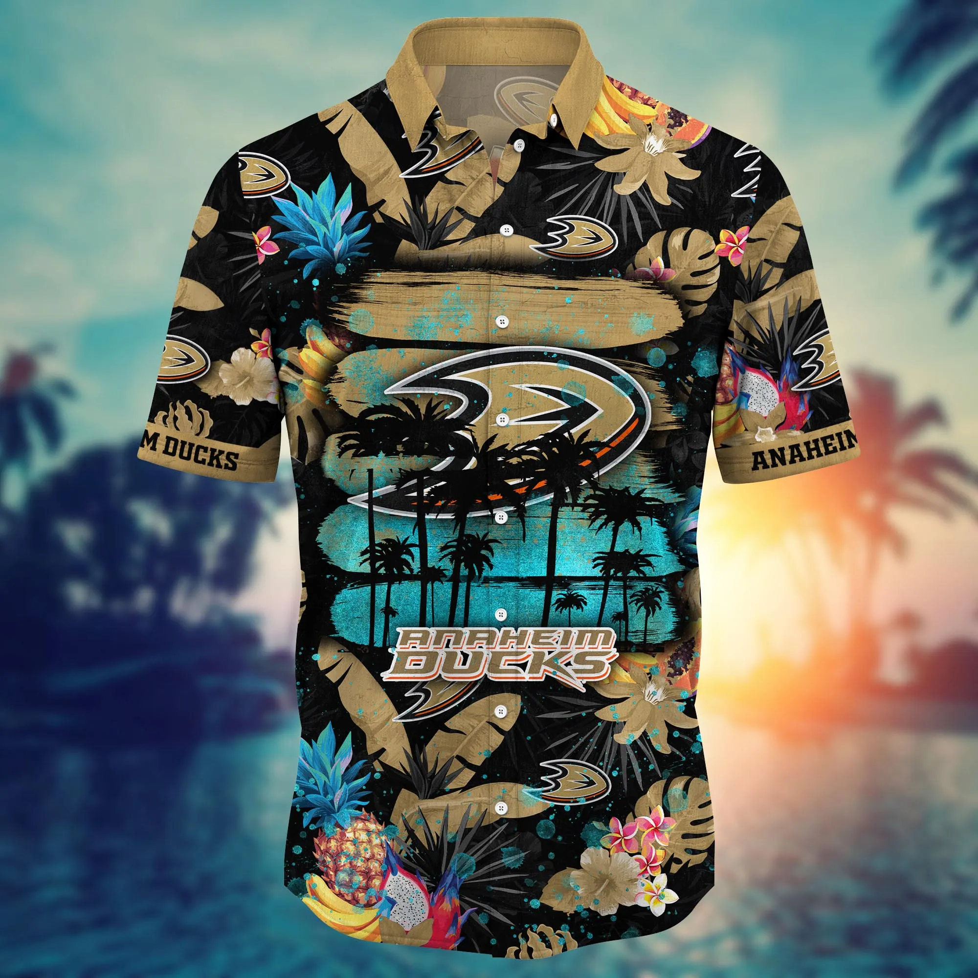 Anaheim Ducks NHL Hawaiian Shirt Warm Nightstime Aloha Shirt