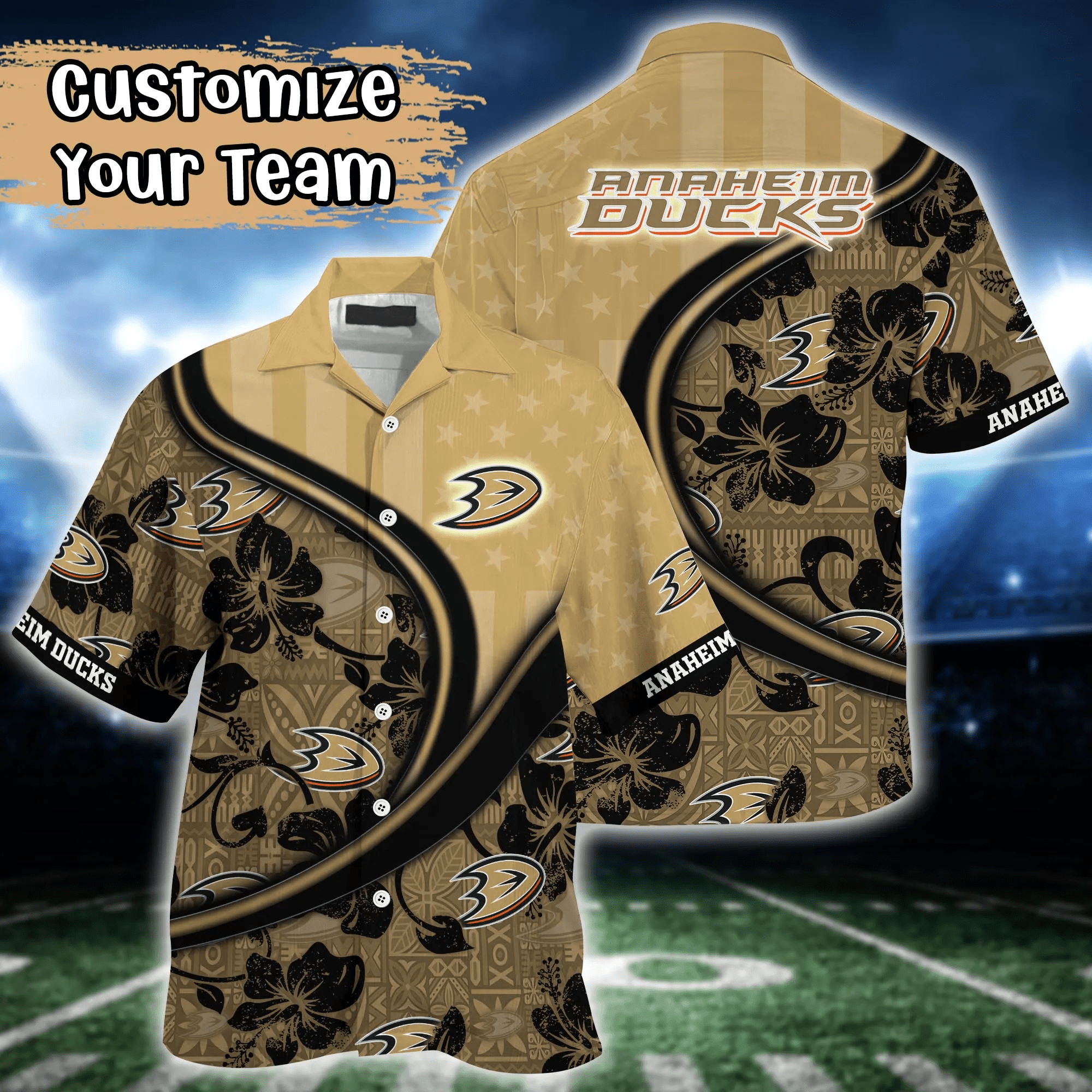 Anaheim Ducks NHL Us Flag Hawaiian Shirt Custom Summer Aloha Shirt