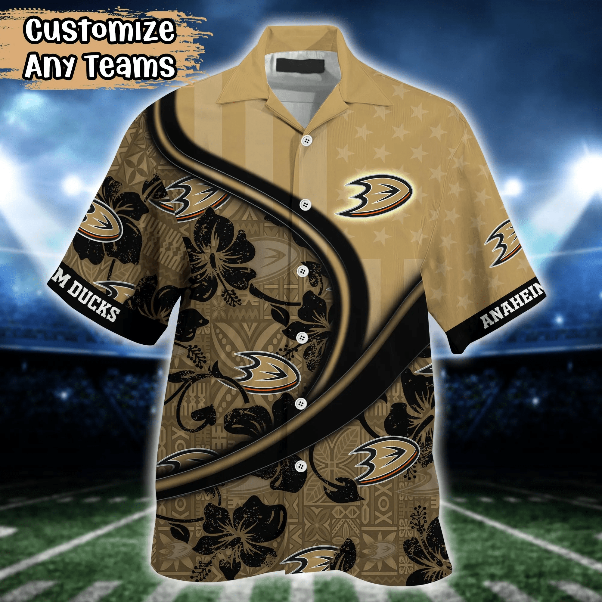 Anaheim Ducks NHL Us Flag Hawaiian Shirt Custom Summer Aloha Shirt