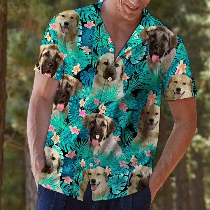 Anatolian Shepherd Dog Among Tropical Flowers And Leaves Design Trendy Hawaiian Shirt