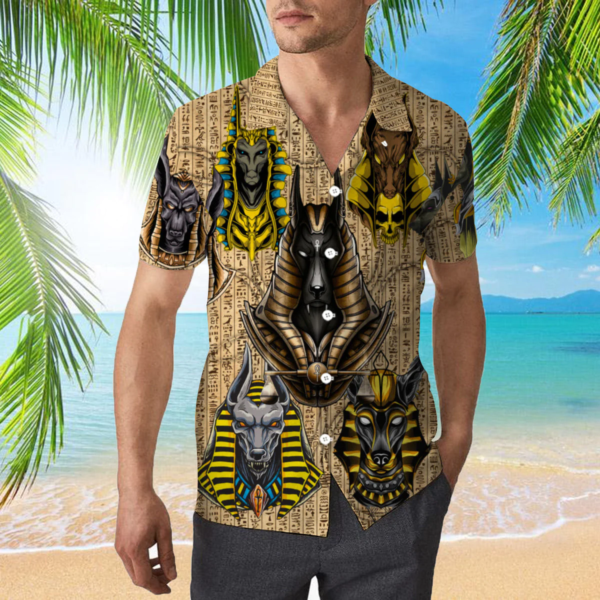 Ancient Egyptian God Anubis Trendy Hawaiian Shirt