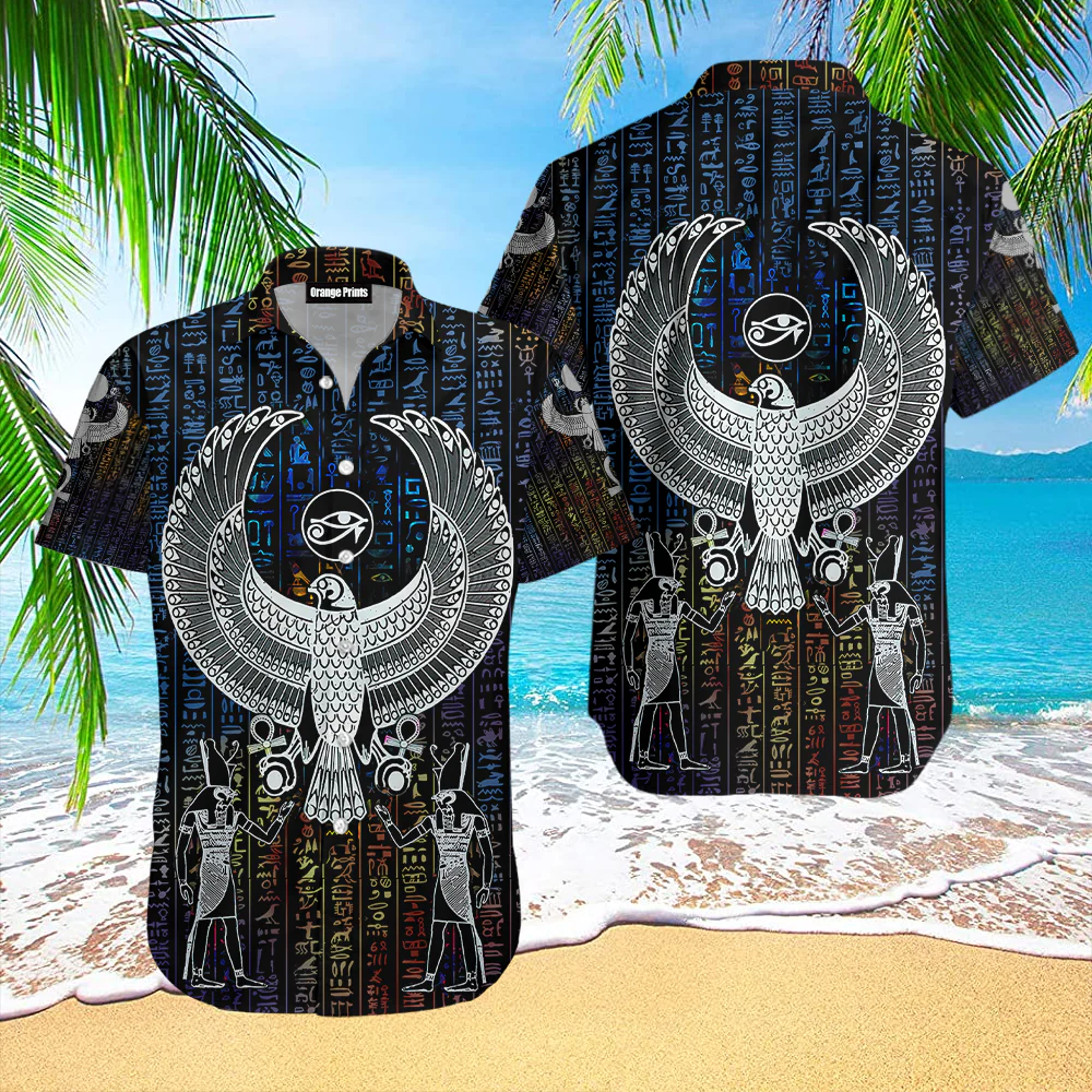Ancient Egyptian Hieroglyphics Art on Hawaiian Shirt