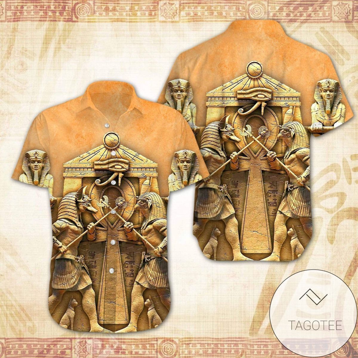 Ancient Egyptian Icons Gracefully Adorning Hawaiian Shirt