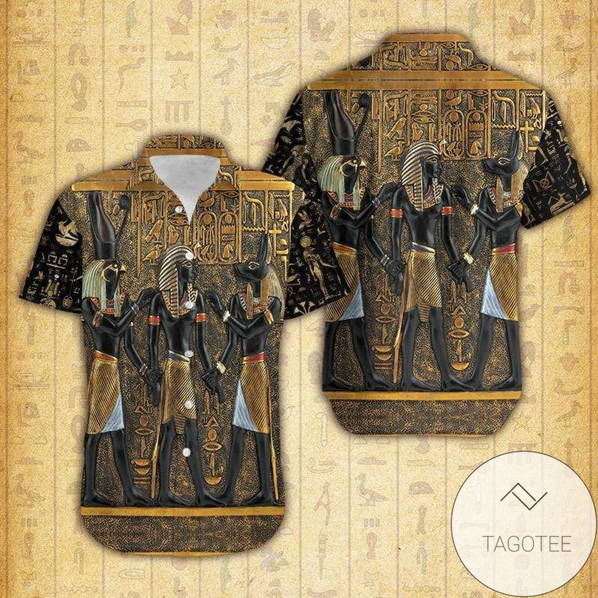 Ancient Egyptian Majesties Rameses and Anubis on Hawaiian Shirt