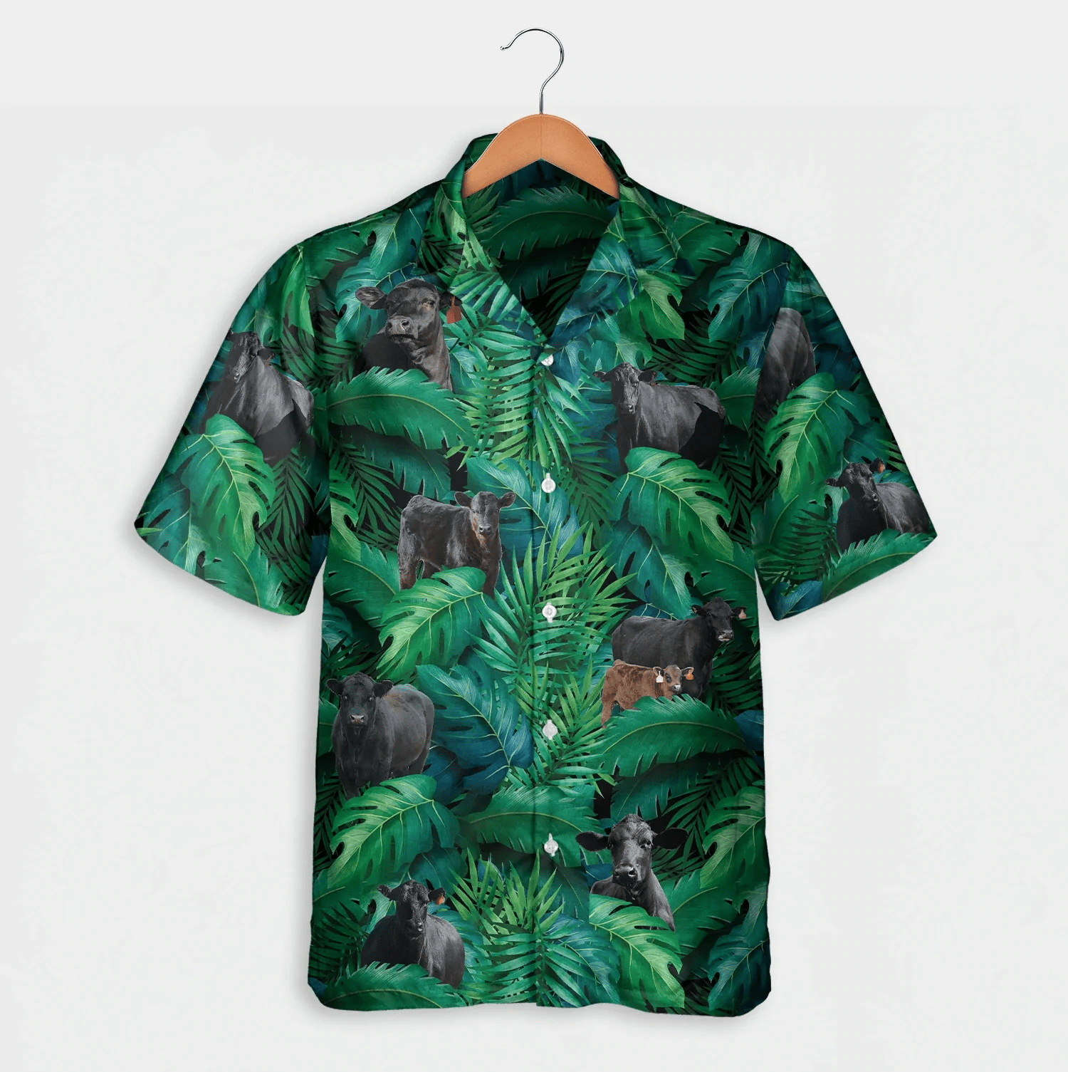Angus Cattle In Forest Trendy Hawaiian Shirt, Summer Trendy Hawaiian Shirts For Men And Women Aloha Beach Shirt