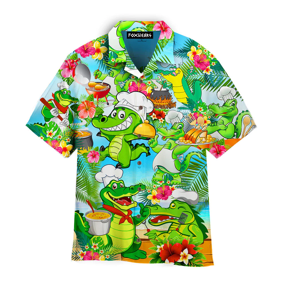 Animals Alligator Chef Trendy Hawaiian Shirt Animals Alligator Chef Trendy Hawaiian Shirt