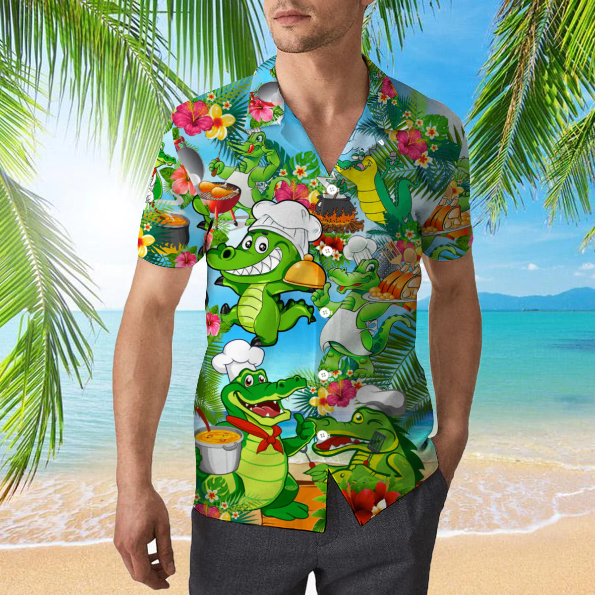 Animals Alligator Chef Trendy Hawaiian Shirt