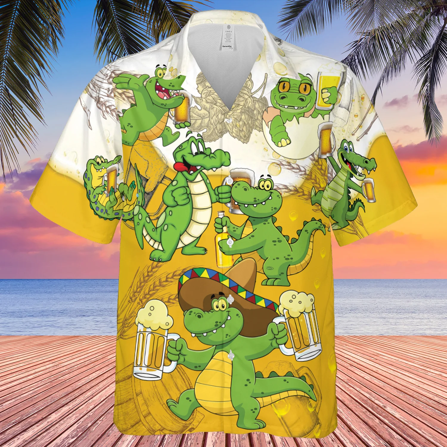 Animals Alligator Love Beer Trendy Hawaiian Shirt Aloha Shirt