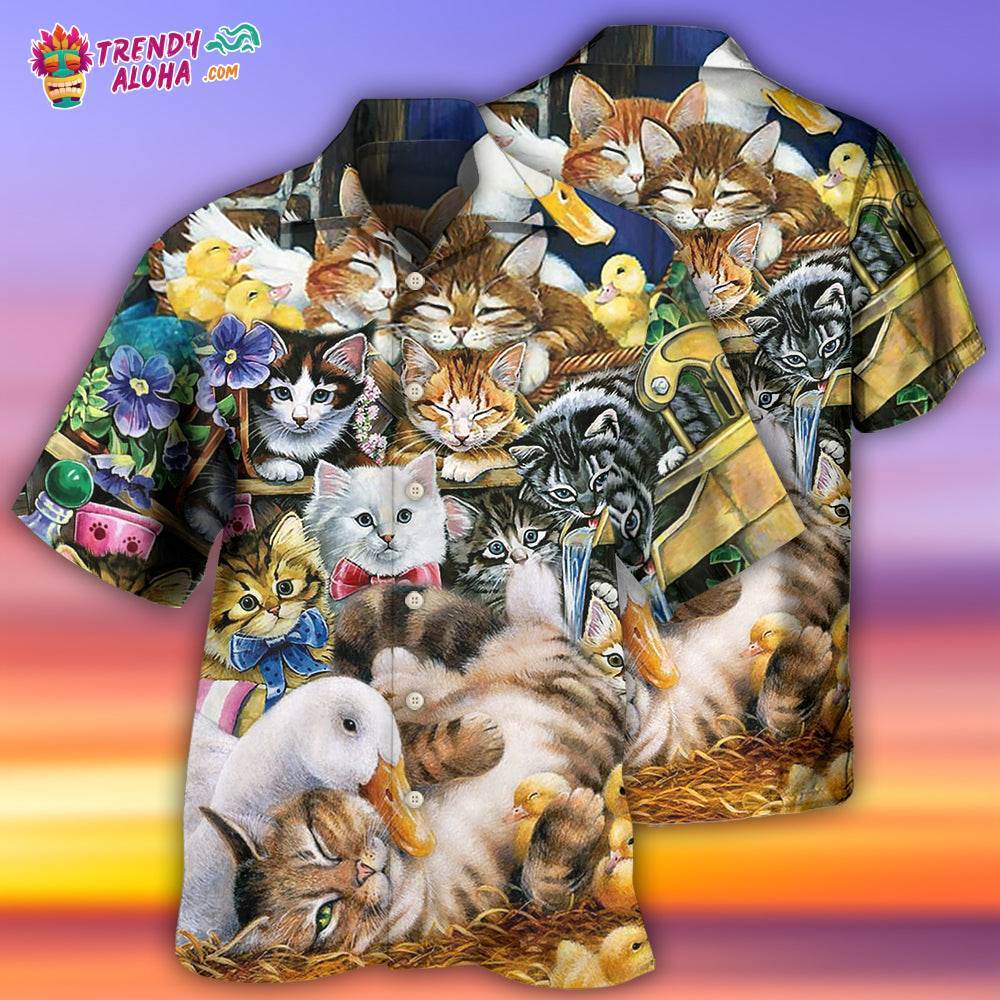 Animals Ducks And Cats Hawaiian Shirt – Trendy Aloha