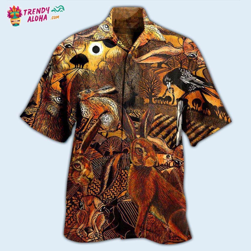 Animals Spooky Hares On The Fields Hawaiian Shirt – Trendy Aloha