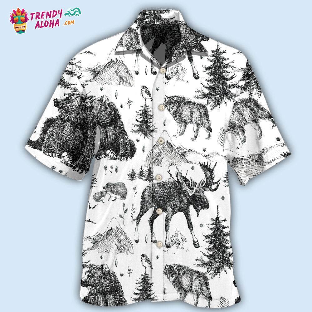 Animals Wild Black And White Hawaiian Shirt – Trendy Aloha