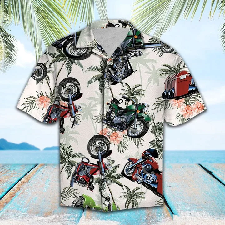 Anniversary Gifts Motorbike Tropical Palm Trees Vintage Style Pattern Trendy Hawaiian Shirt Anniversary Gifts Motorbike Tropical Palm Trees Vintage Style Pattern Trendy Hawaiian Shirt