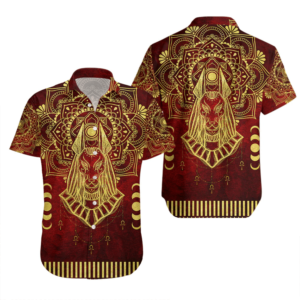 Anubis Pattern In Red Trendy Hawaiian Shirt
