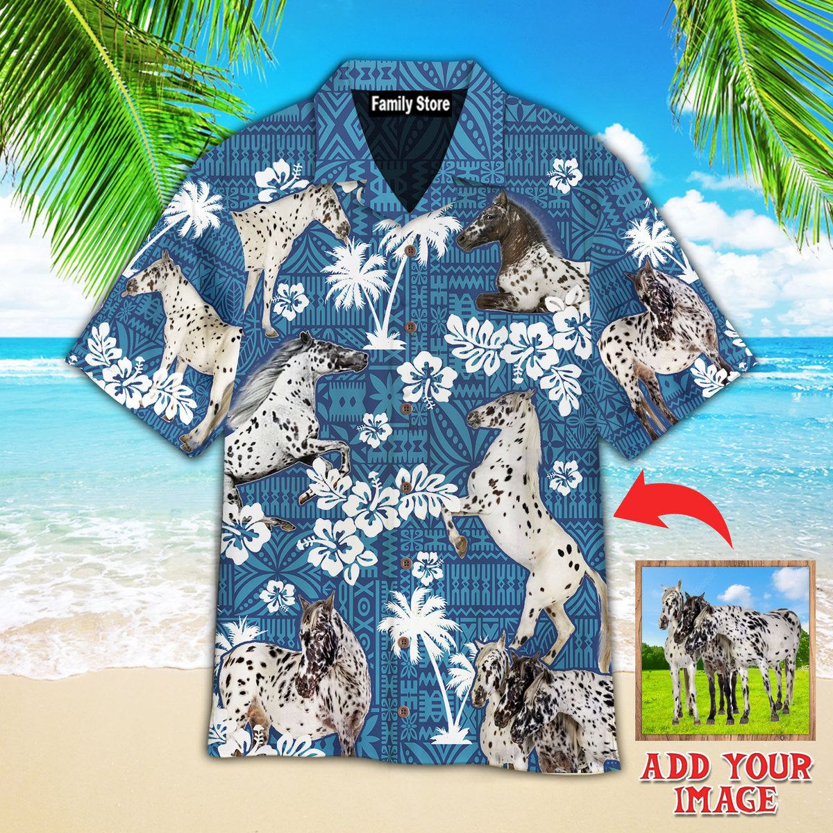 Appaloosa Horse Blue Tribal Custom Hawaiian Shirt Appaloosa Horse Blue Tribal Custom Hawaiian Shirt