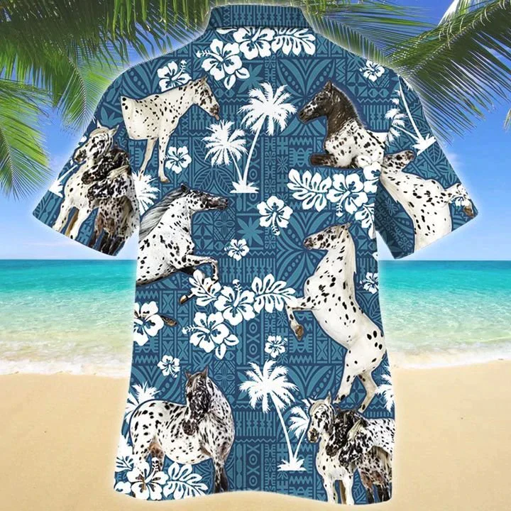 Appaloosa Horse Blue Tribal Pattern Trendy Hawaiian Shirt, Horse Trendy Hawaiian Shirts For Men, Women