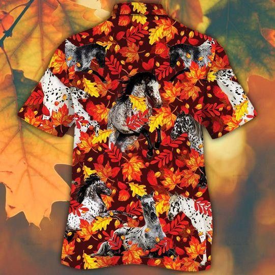 Appaloosa Horse Lovers Autumn Red Leaves Trendy Hawaiian Shirt For
