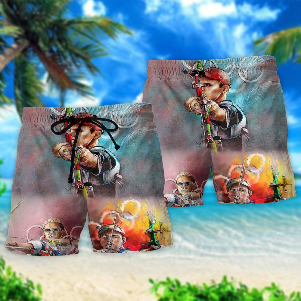 Archery Cool One Shoot One Life Trendy Aloha Hawaiian Beach Shorts
