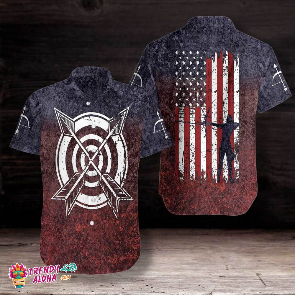 Archery Usa Flag Hawaiian Shirt