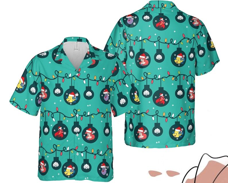 Ariel Princess Hawaiian Christmas Little Mermaid Disney Hawaii Lights Shirt