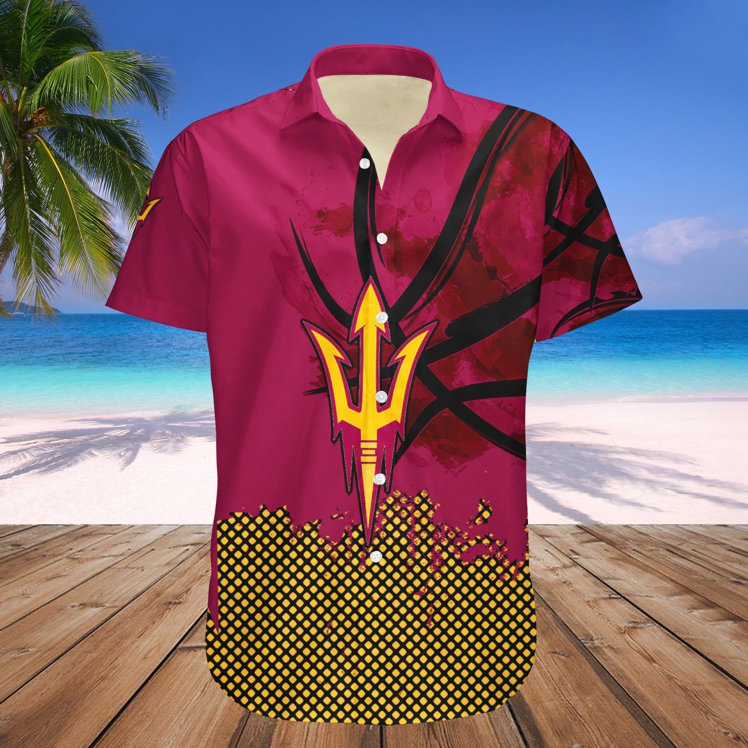 Arizona State Sun Devils Hawaii Shirt Basketball Net Grunge Pattern – NCAA