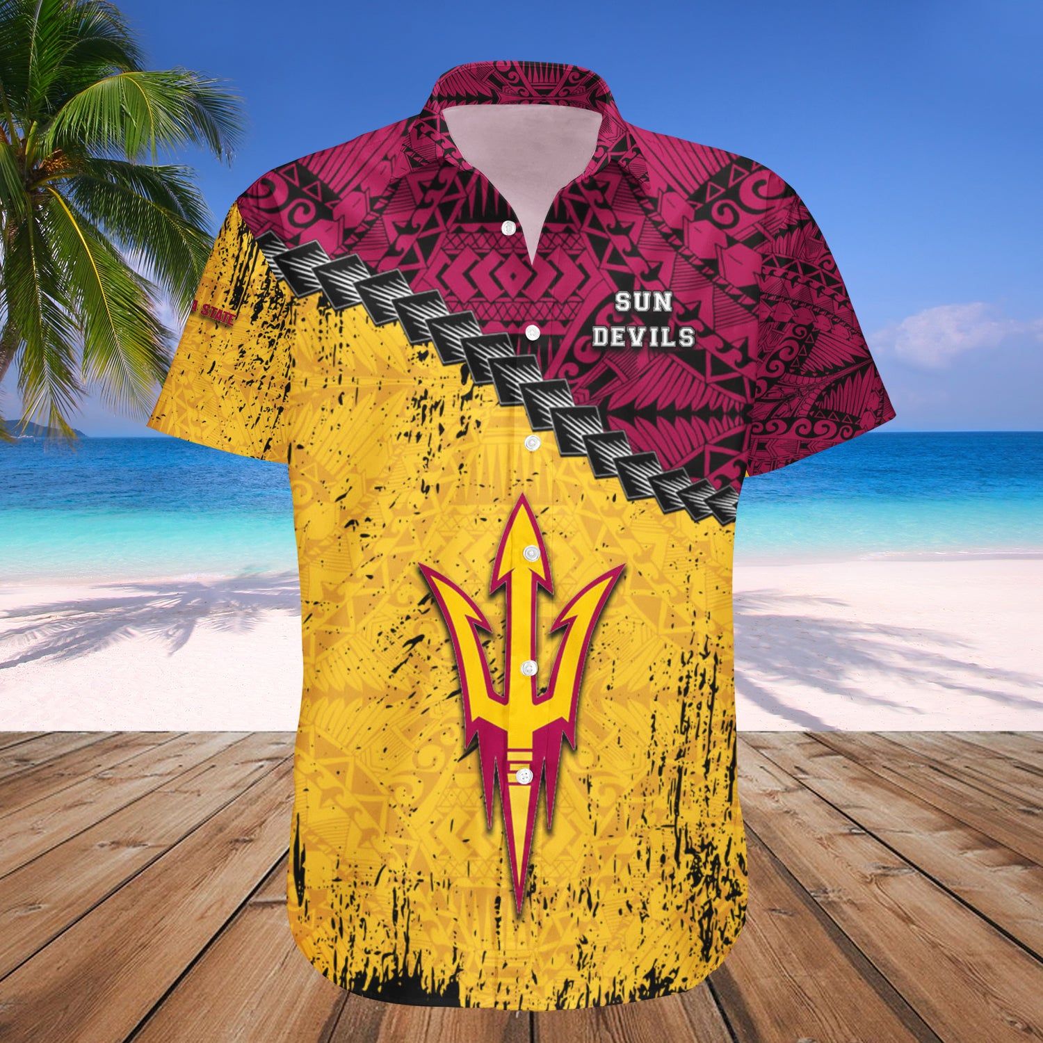 Arizona State Sun Devils Hawaii Shirt Grunge Polynesian Tattoo – NCAA