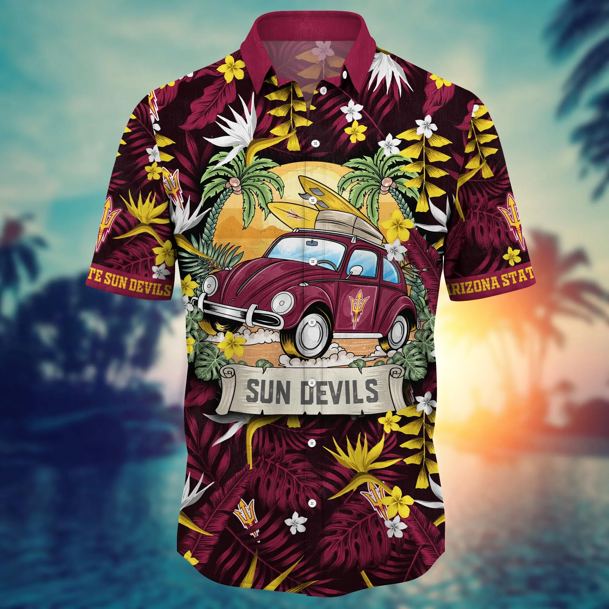 Arizona State Sun Devils NCAA Hawaiian Shirt Evening Strollstime Aloha Shirt