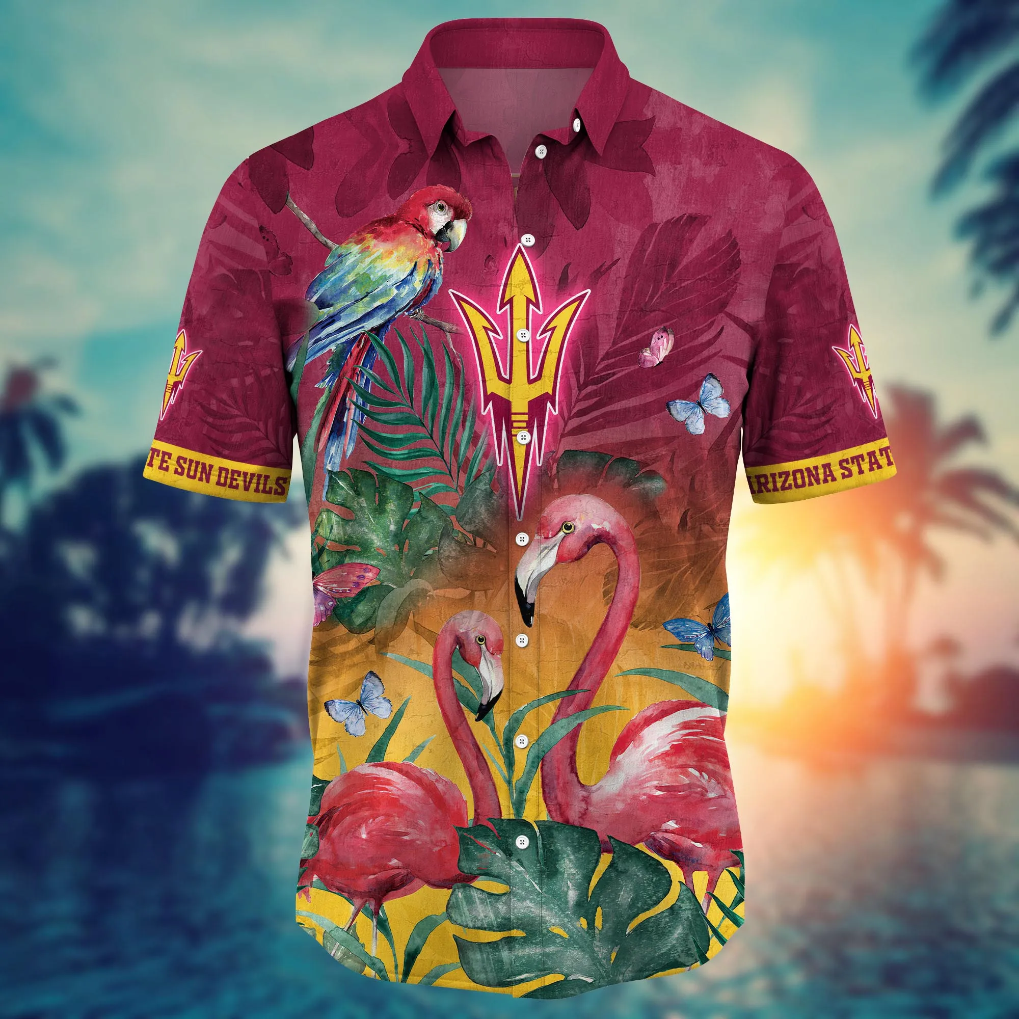 Arizona State Sun Devils NCAA Hawaiian Shirt Lush Greenery Exhibition Match Shirts