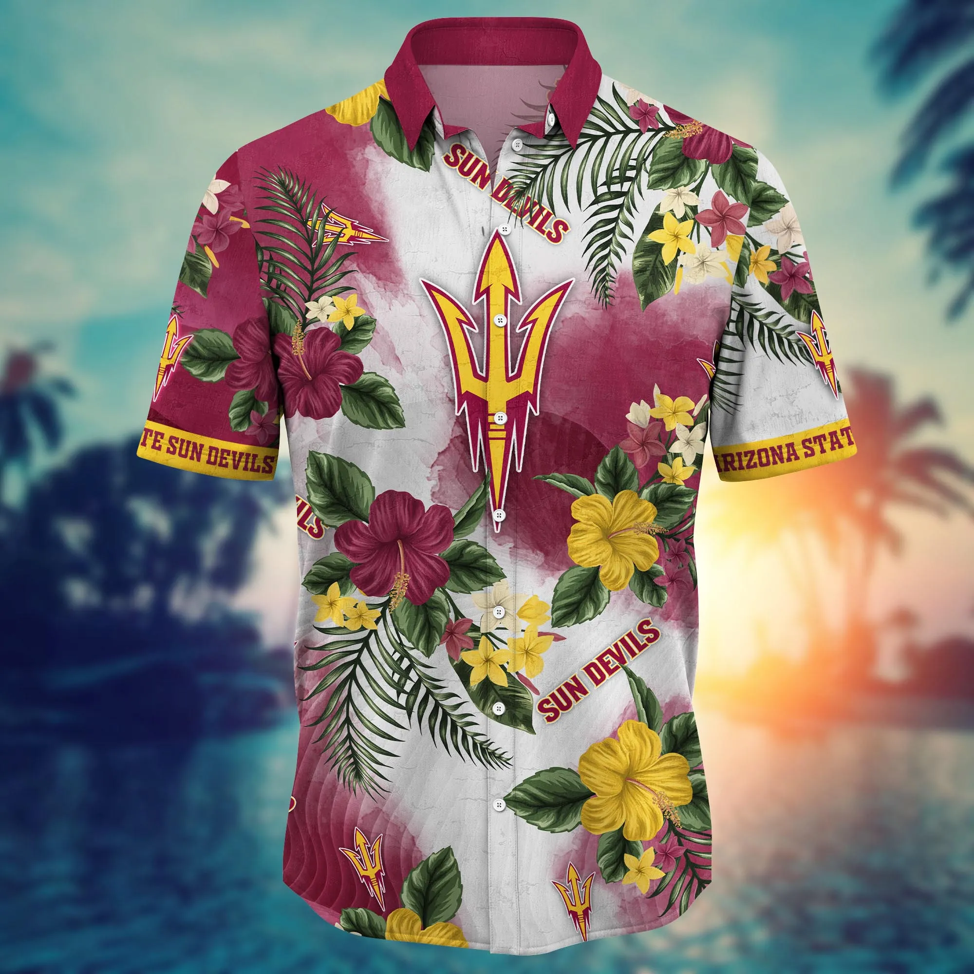 Arizona State Sun Devils NCAA Hawaiian Shirt Straw Hatstime Aloha Shirt