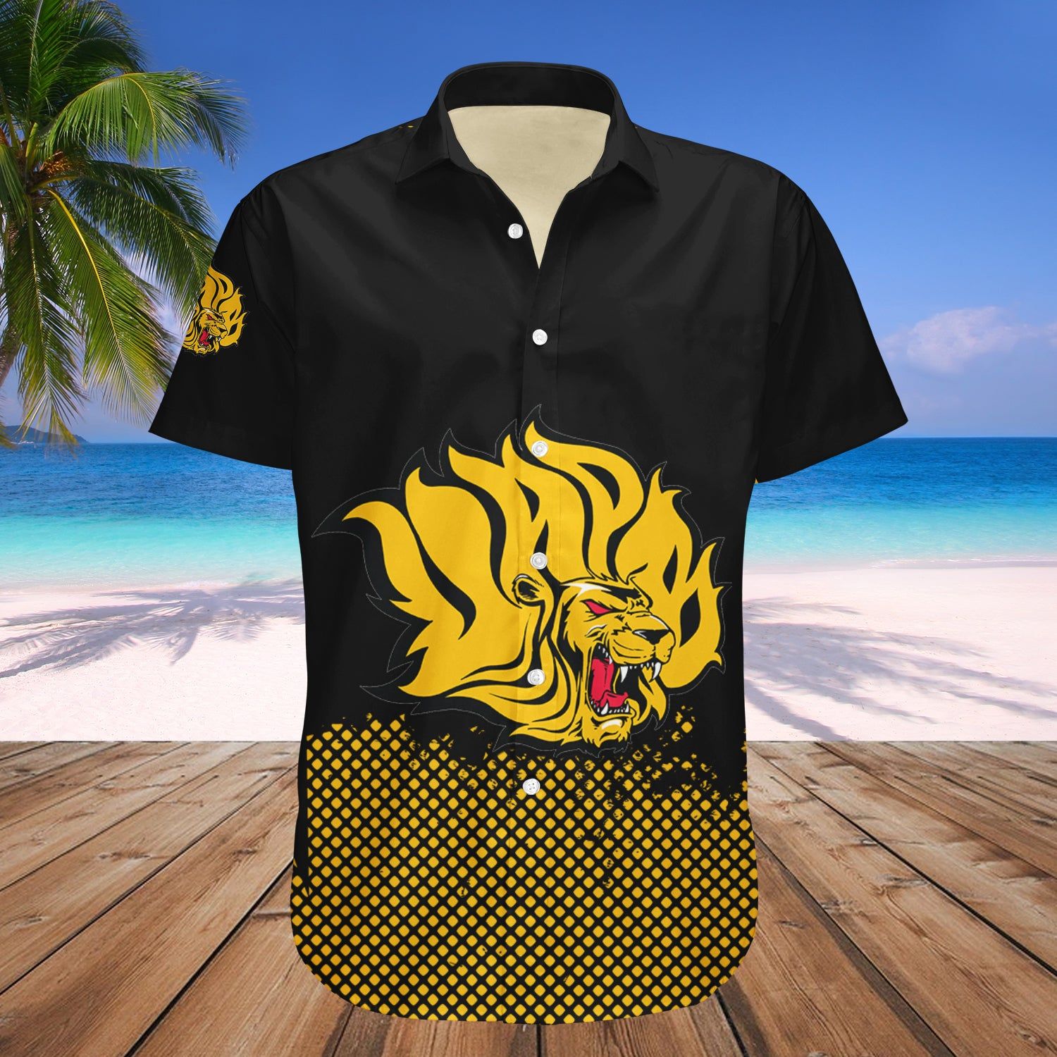Arkansas-Pine Bluff Golden Lions Hawaii Shirt Basketball Net Grunge Pattern – NCAA